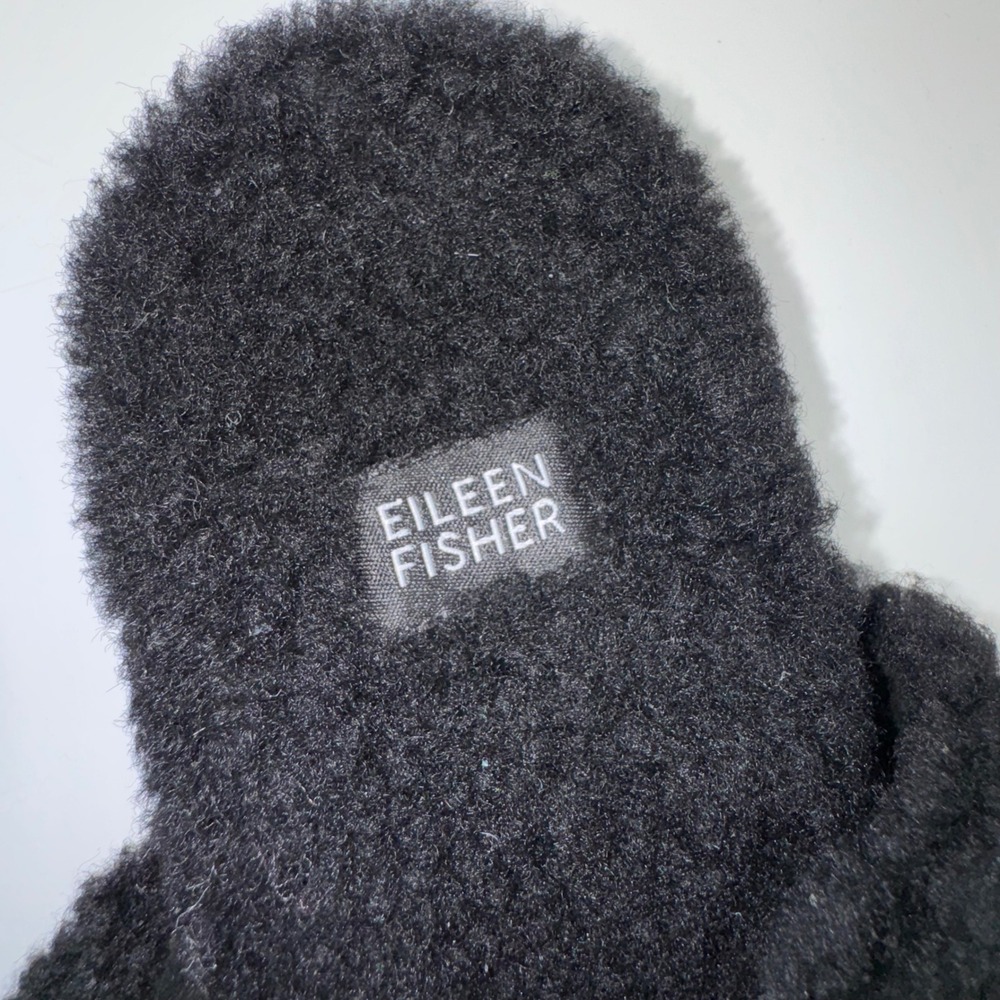EILEEN FISHER Shoes Womens 7.5 Dello‎ Shearling Slide Sandal Black Lamb Fur Slip - Picture 7 of 13